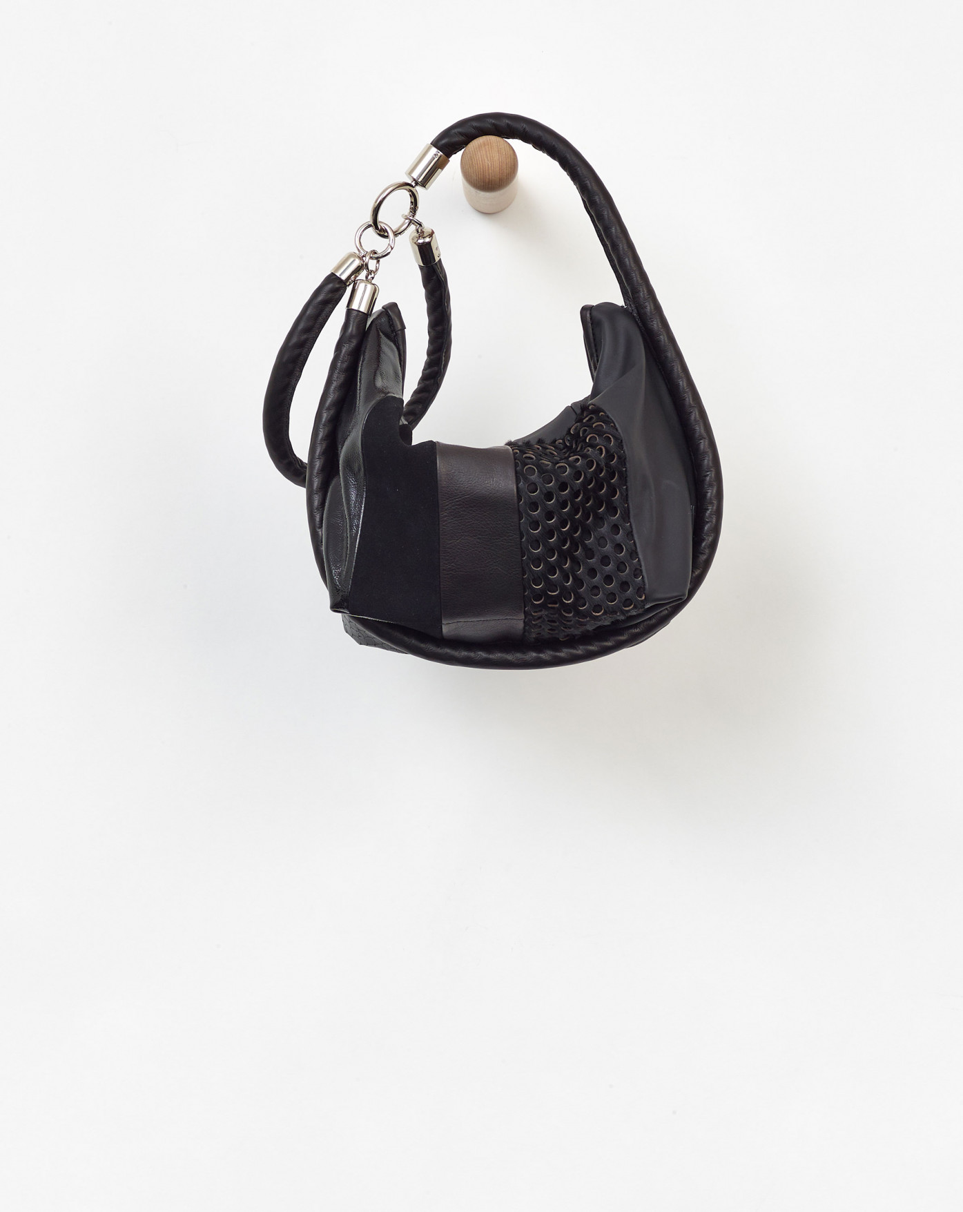 Simple tote-bag with rope-leather-handle shades of black EVA